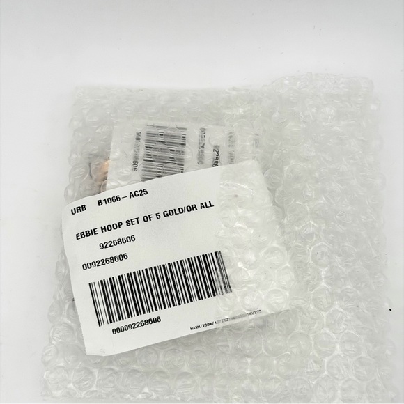 NWT New Women's Urban Outfitters Ebbie Hoop Gold Earrings Set 5 Pack - Picture 3 of 3